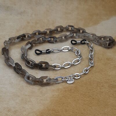 Glasses cord acrylic chain silver plated grey