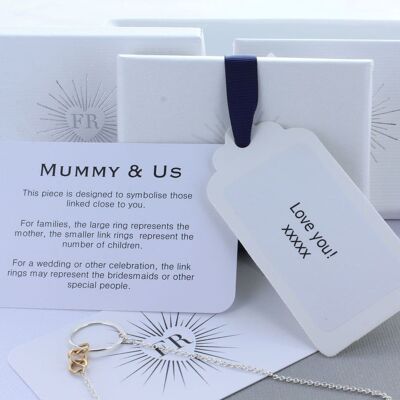 Mummy And Us Necklace - Sterling Silver 18" Chain Five links