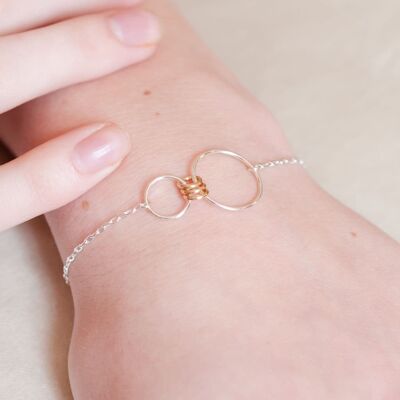 Infinity Family Link Bracelet - Sterling Silver Rose gold plated sterling silver Five Links