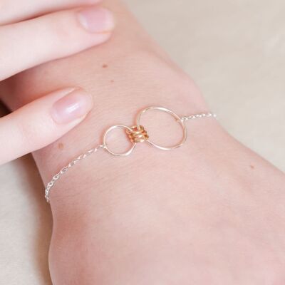 Infinity Family Link Bracelet - Rose Gold Filled Argent sterling plaqué or Six maillons