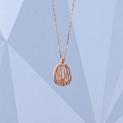 Bird In Cage Rose Gold Necklace