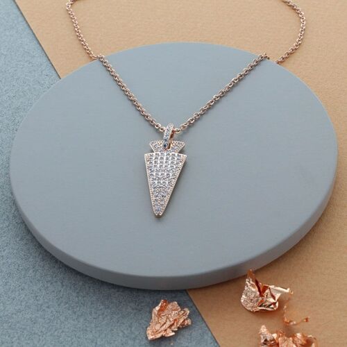 Sparkly Arrow Necklace - Rose Gold