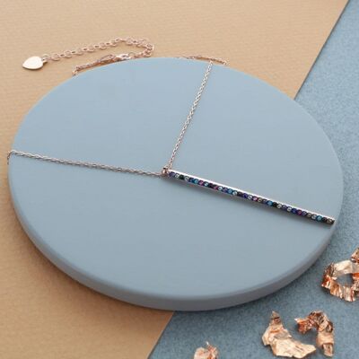 Thin Pave Mix Stone Necklace