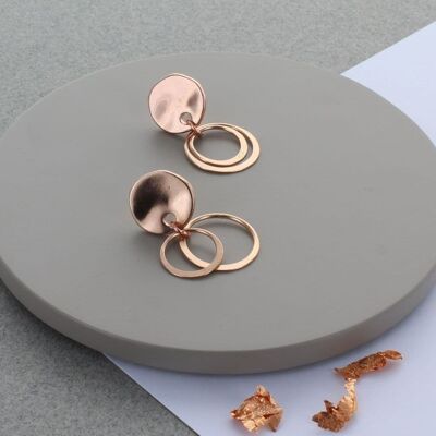 Double Hoop Stud Earrings - Rose Gold