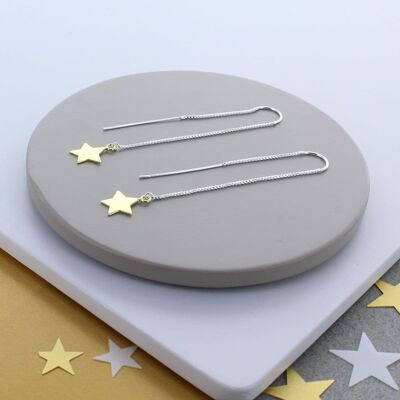 Orecchini Star Threader - Argento sterling placcato oro