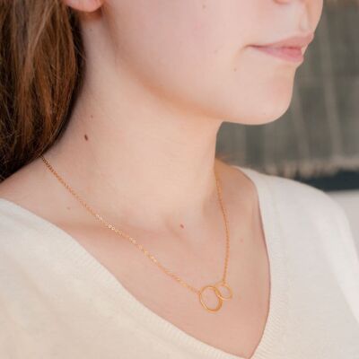Gold Infinity Ring Necklace - 18" Chain