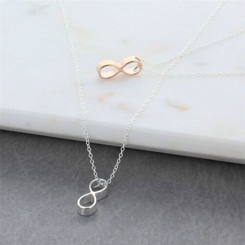 Deep Infinity Ring Necklace - Rose gold plated sterling silver 16" Chain