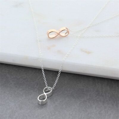 Deep Infinity Ring Necklace - Rose gold plated sterling silver 18" Chain