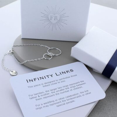 Collana con anello Infinity Family in argento - Catena da 16" con due maglie