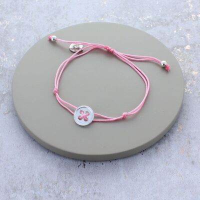 Sterling Silver Button Friendship Bracelets - Pink