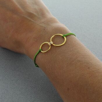 Bracelet d'amitié Infinity Family Link - Deux maillons verts 2
