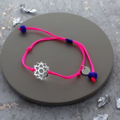 Bracelet d'Amitié Disque Solaire - Rose Fluo et Violet