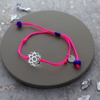 Sun Disc Friendship Bracelet - Purple and Bright Green