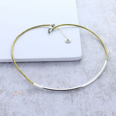 Single Noodle Leather Necklace - Distressed Gold