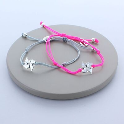 Delicate Sterling Silver Pinwheel Friendship Bracelets - Silver