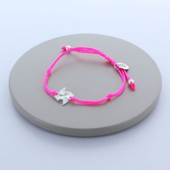 Délicat bracelets d'amitié moulinet en argent sterling - rose fluo 2