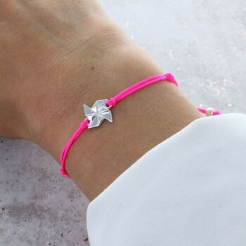 Délicat bracelets d'amitié moulinet en argent sterling - rose fluo 5