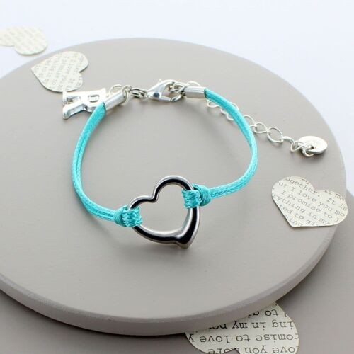 Puffed Heart Personalised Friendship Bracelet - Turquoises