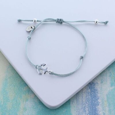 Bracciale dell'amicizia con ancora in argento sterling - blu pavone