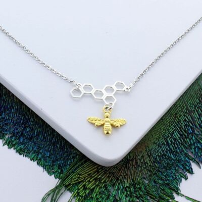 Bee And Honeycomb Necklace