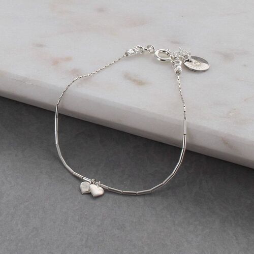 Liquid Sterling Silver Heart Charm Bracelet - Rose Gold plated sterling silver