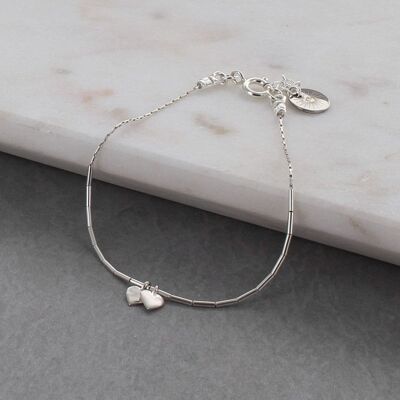 Pulsera con dije de corazón de plata esterlina líquida - Plata esterlina