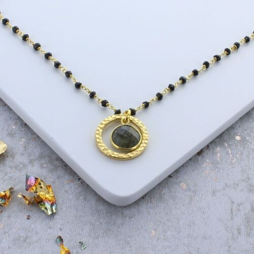 Labradorite Charm Necklace - Mixed Semi precious stones