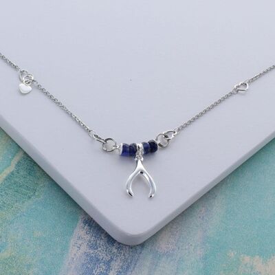 Precious Wishbone Necklace - Sapphire