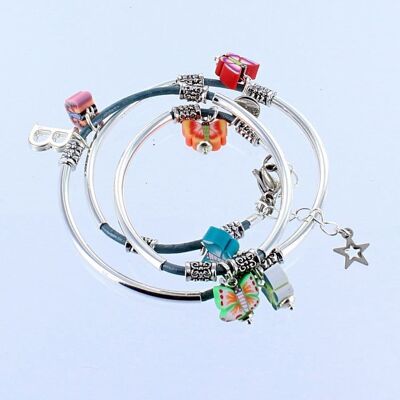 Bracciale Bambini Farfalla Noodle - Astuccio In Pelle Con Monogramma Blues