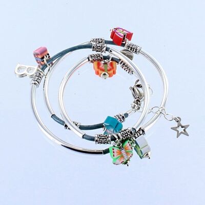Bracelet Nouilles Papillon Enfant - Coffret Cadeau Turquoises
