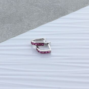 Cubic Zircon Huggie Boucles d'oreilles en argent sterling - Cerise 2