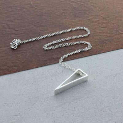 Triangle Charm Necklace - 16" Silver