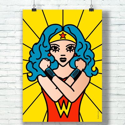 POSTER "Power" (30 cm x 40 cm) / Graphic tribute to Wonder Woman by the illustrator ©️Stéphanie Gerlier
