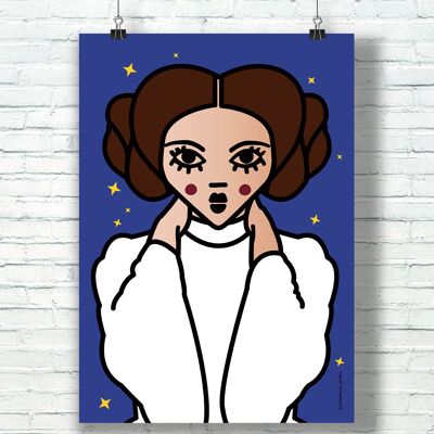 POSTER "Princess L." (30 cm x 40 cm) / Graphic tribute to Princess Leia by the illustrator ©️Stéphanie Gerlier