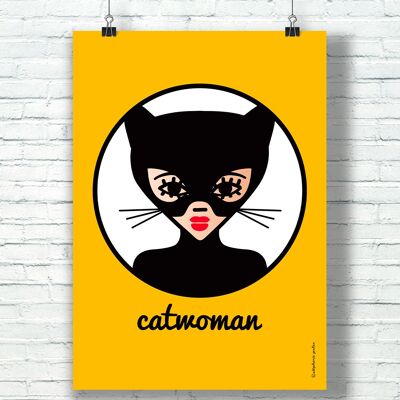 "Catwoman" POSTER (30 cm x 40 cm) / Graphic tribute to Catwoman by the illustrator ©️Stéphanie Gerlier