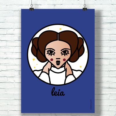 POSTER "Leia" (30 cm x 40 cm) / Grafische Hommage an Prinzessin Leia von der Illustratorin ©️Stéphanie Gerlier