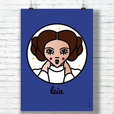 AFFICHE "Leia" (21 cm x 29,7 cm) / Hommage Graphique à Princesse Leia par l'illustratrice ©️Stéphanie Gerlier