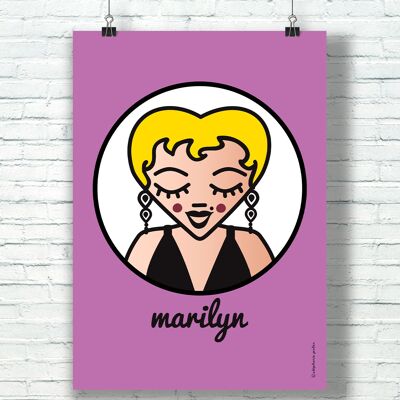 POSTER "Marilyn" (30 cm x 40 cm) / Graphic Tribute to Marilyn Monroe dell'illustratrice ©️Stéphanie Gerlier