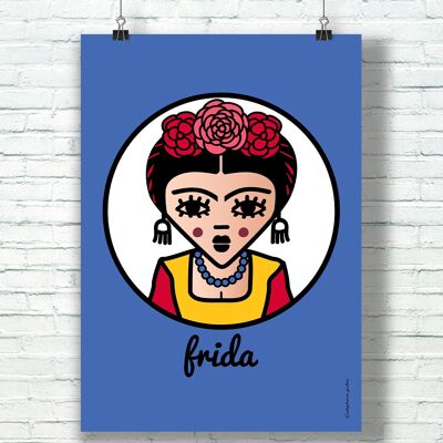 "Frida" POSTER (30 cm x 40 cm) / Graphic tribute to Frida Kahlo by the illustrator ©️Stéphanie Gerlier