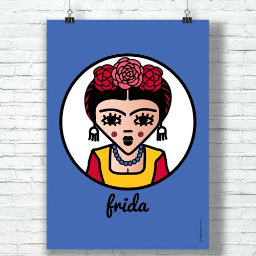 AFFICHE "Frida" (21 cm x 29,7 cm) / Hommage Graphique à Frida Kahlo par l'illustratrice ©️Stéphanie Gerlier