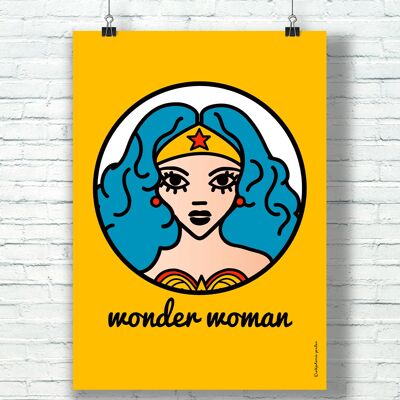 CARTEL "Wonder Woman" (30 cm x 40 cm) / Homenaje gráfico a Wonder Woman de la ilustradora ©️Stéphanie Gerlier