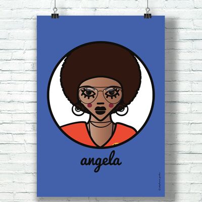 POSTER "Angela" (30cm x 40 cm) / Graphic tribute to Angela Davis by the illustrator ©️Stéphanie Gerlier