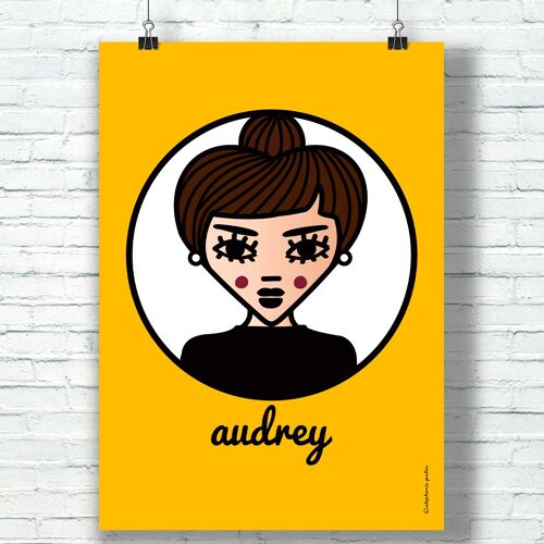 AFFICHE "Audrey" (30 cm x 40 cm) / Hommage Graphique à Audrey Hepburn par l'illustratrice ©️Stéphanie Gerlier