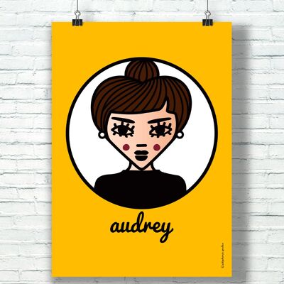 "Audrey" POSTER (30 cm x 40 cm) / Graphic tribute to Audrey Hepburn by the illustrator ©️Stéphanie Gerlier