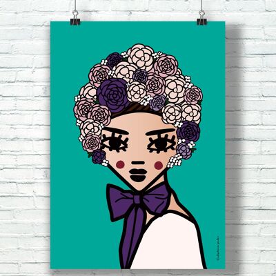 POSTER "Little Flower" (30 cm x 40 cm) / Graphic Tribute to Audrey Hepburn by the illustrator ©️Stéphanie Gerlier