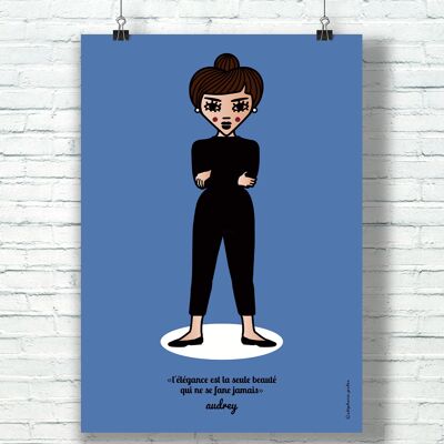 AFFICHE "L'élégance" (30 cm x 40 cm) / Hommage Graphique à Audrey Hepburn par l'illustratrice ©️Stéphanie Gerlier