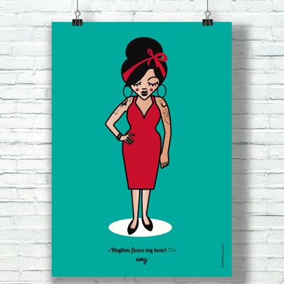 POSTER "Love" (21 cm x 29,7 cm) / Graphic Tribute to Amy Winehouse von der Illustratorin ©️Stéphanie Gerlier