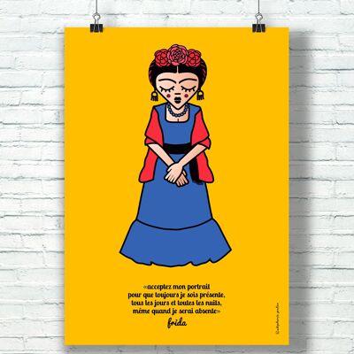 POSTER "My Portrait" (21 cm x 29.7 cm) / Graphic Tribute to Frida Kahlo by the illustrator ©️Stéphanie Gerlier