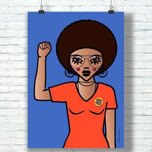 AFFICHE "Raise Your Voice" (30 cm x 40 cm) / Hommage Graphique à Angela Davis par l'illustratrice ©️Stéphanie Gerlier