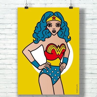 CARTEL "Estrellas" (30 cm x 40 cm) / Homenaje gráfico a Wonder Woman de la ilustradora ©️Stéphanie Gerlier